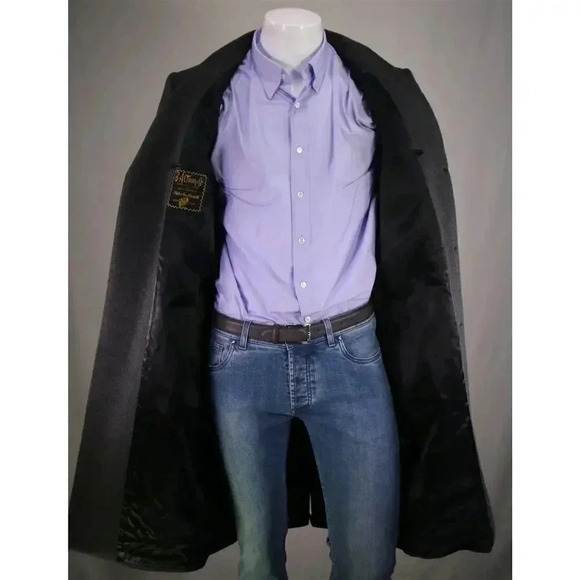 Malcolm Kenneth x B. Altman Kittens Ear Velour Wool Gray/Black Wool Overcoat 41L - Picture 7 of 10